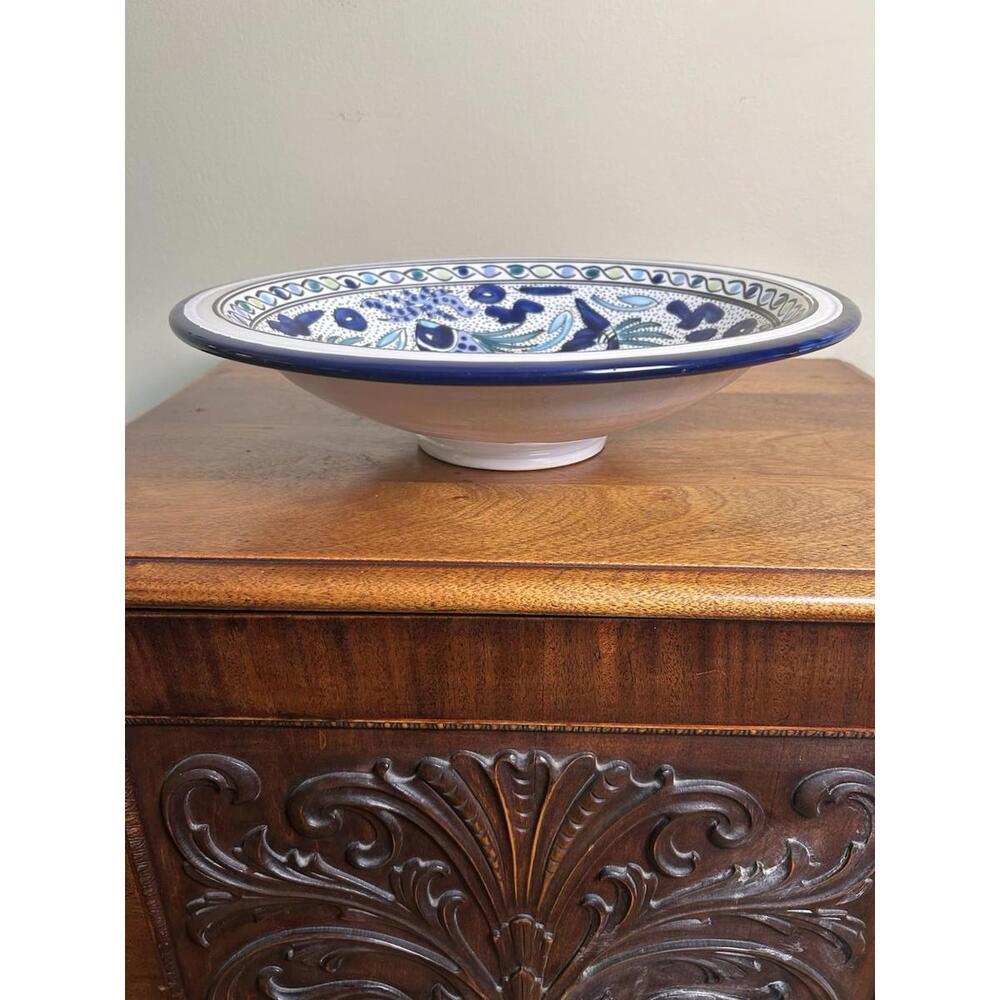 LeSouk Ceramique Aqua Fish design serving bowl. Stunning blue and green color